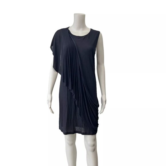 Maison Martin Margiela MM6 2014 Blue Sheer Drape Ruffle Tunic Shirt Dress sz S - Picture 1 of 9